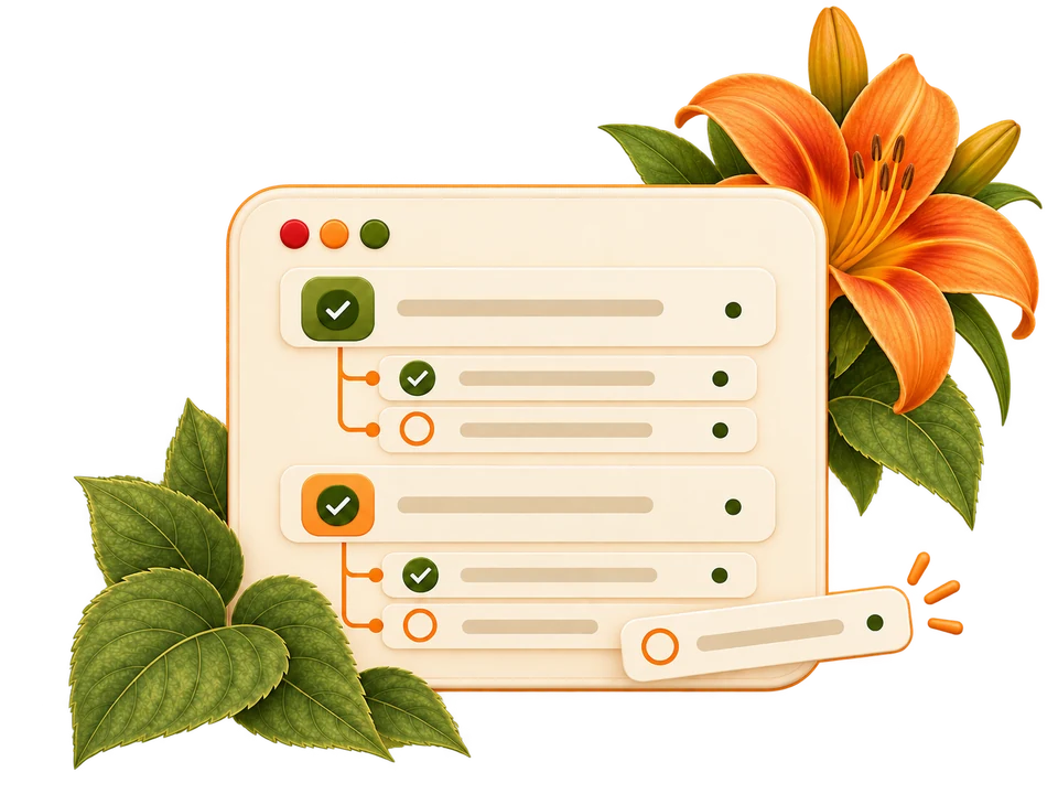 A nested todo list with completed and remaining work
