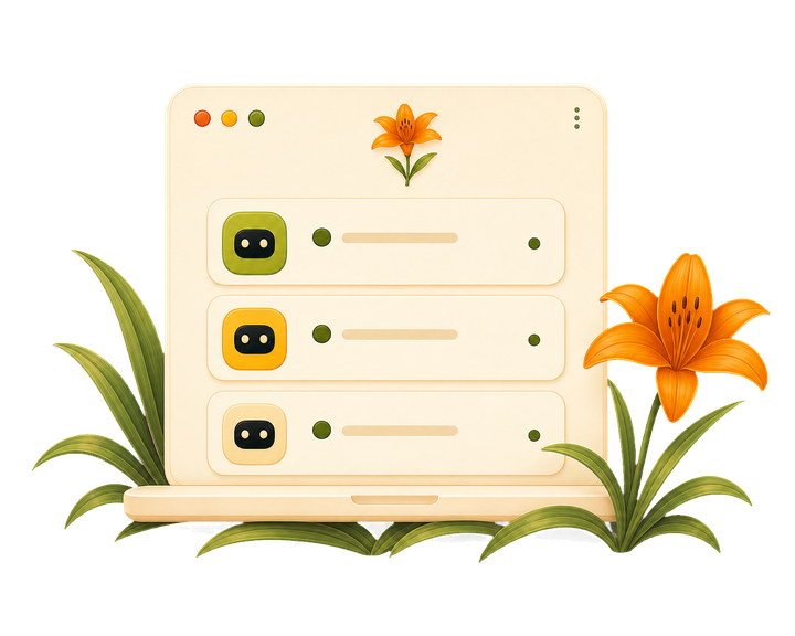 Illustration of a laptop running a local Blume agent beside a privacy shield with a checkmark